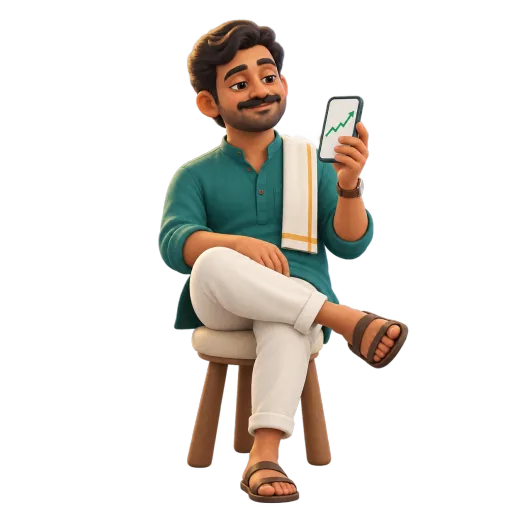Clay figure of a shop owner checking his phone