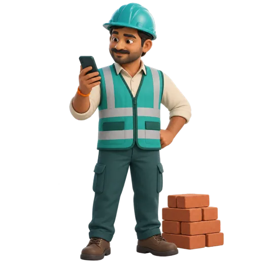 Clay figure of a site supervisor in a hard hat